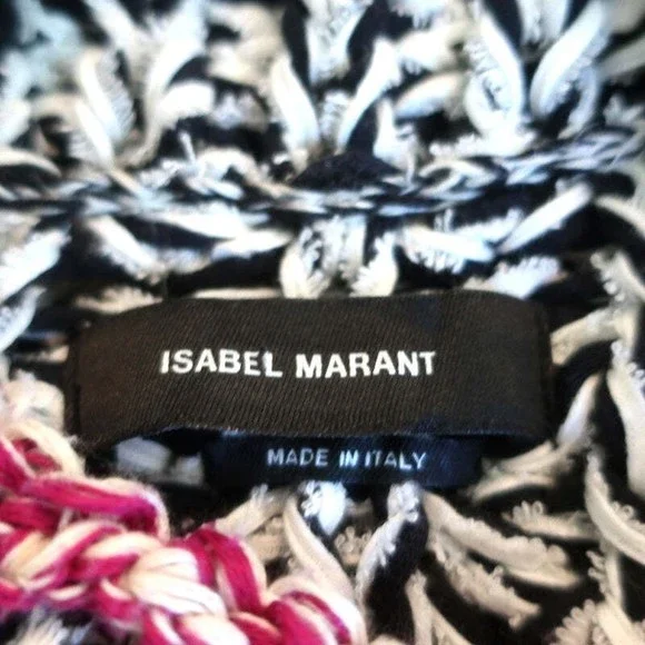 Isabel Marant Pullover Sweater Wenji White/Black Cotton-Blend Loose Knit Size 34 - Picture 6 of 8